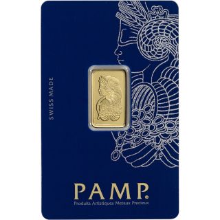 5 Gram Gold Bar - Pamp Suisse - Fortuna - 999.  9 Fine In Assay photo