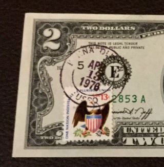 $2 Us Reserve Note - Uncirculated - 1976 Bicentental Day Of Issue, .  13 Postage photo