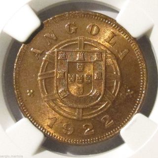 Angola 5 Centavos 1922 Ngc Ms63 Uncirculated photo