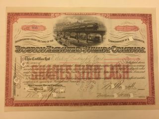 1900 Boston Elevated Railway Company Stock Certificate Signed By Oliver Ames photo
