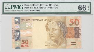 2010 Brazil,  Banco Central Do Brasil,  50 Reais,  Pmg 66 Epq Gem Unc P : 255 photo