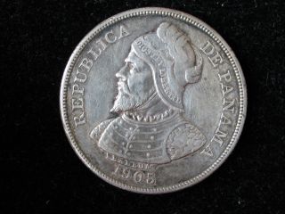 1905 Panama Balboa 50 Centesimos Silver Higher Grade Coin photo