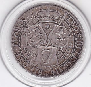 1894 Queen Victoria Florin (2/ -) Silver (92.  5) Coin photo