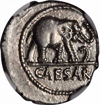 Julius Caesar 49bc Elephant Serpent Ancient Silver Roman Coin Ngc Ch Au I57205 photo