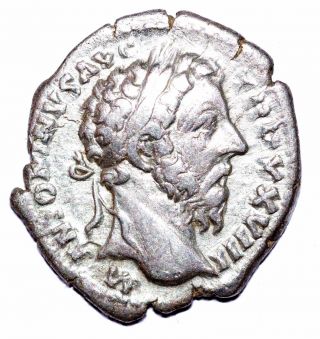Authentic Marcus Aurelius - Roman,  Ar Silver Denarius - Rv.  Winged Victory - A479 photo