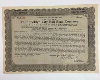 1931 The Brooklyn City Rail Road Company 1\3 Share Capital Stock Certificate photo