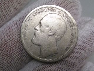 1875 St Silver 1 Krone.  Sweden.  Oscar Ii. photo