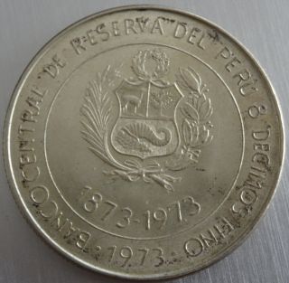 Peru 100 Soles De Oro 1973 Silver Unc photo