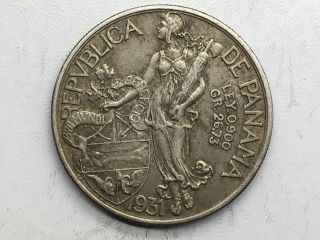 1931 Panama One Balboa Silver Circulated photo