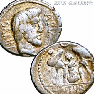 Sabine King Tatius,  Traitor Tarpeia Ancient Roman Silver Denarius Coin Tituria 5 photo