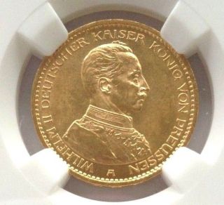 Germany Empire 1913 A Prussia Gold 20 Mark Kaiser Wilhelm Ii Jubilee Ngc Ms63 photo