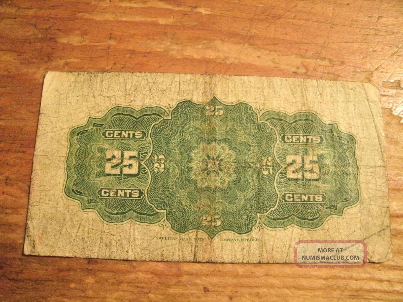1900 Twenty Five Cents Dominion Of Canada Note