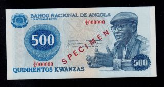 Angola Specimen 500 Kwanzas 1979 Z/a Pick 116s Unc Banknote. photo