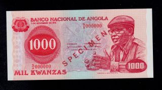 Angola Specimen 1000 Kwanzas 1979 N/a Pick 117s Unc Banknote. photo