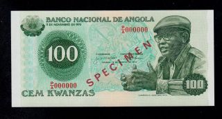 Angola Specimen 100 Kwanzas 1979 P/a Pick 115s Unc Banknote. photo