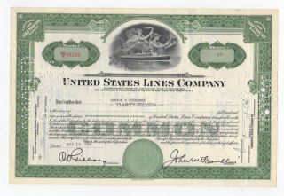 United States Lines Company Stock Certificate photo