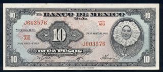 México American Bank Note Tehuana $10 Pesos Vf Serie Aig J603576 K 58j photo