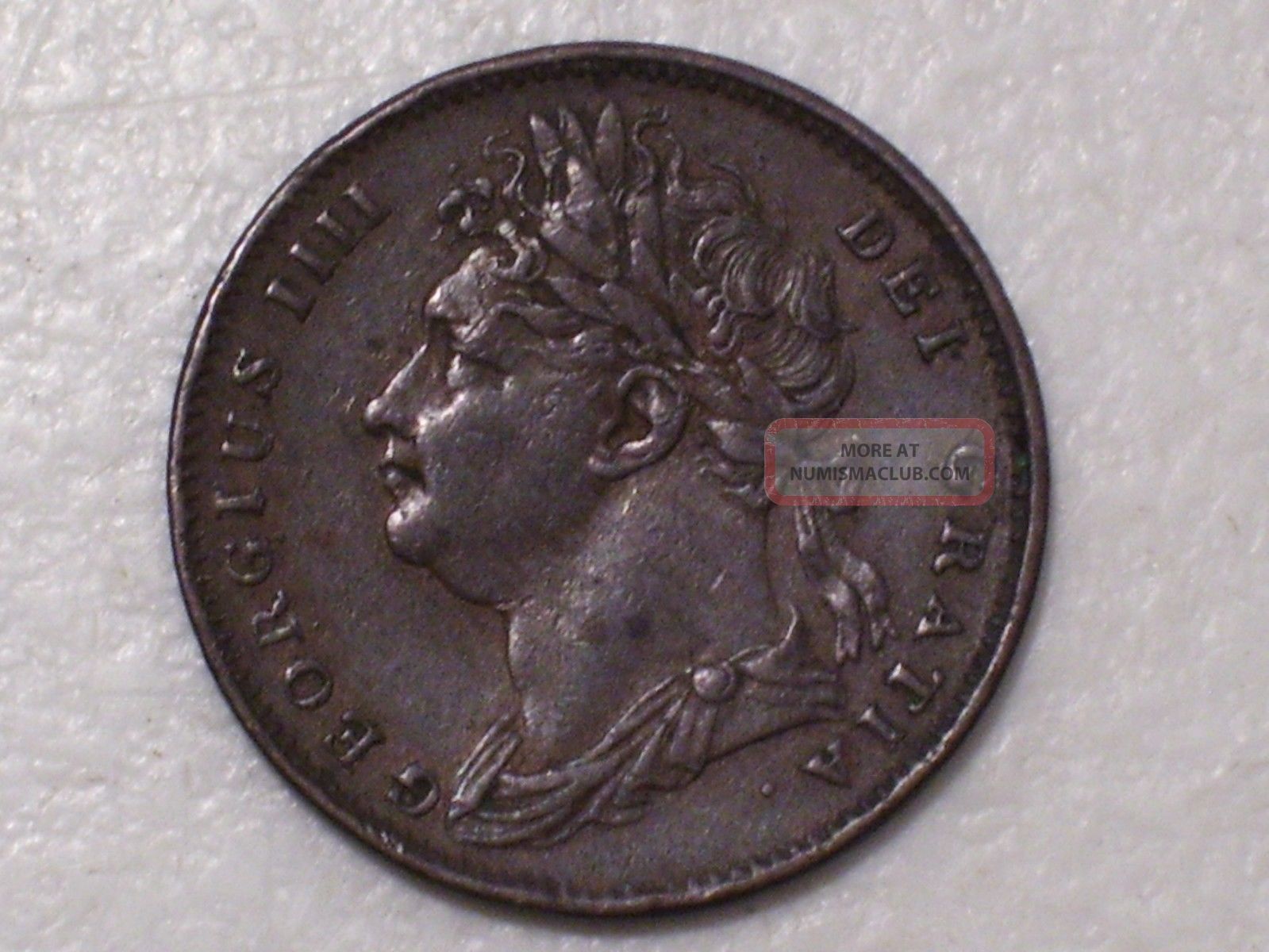 1821 Great Britain 1 Farthing Copper Coin George Iiii, Very Fine, Vf