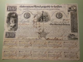 1841 $100 Government Bond Republic Of Texas Certificate - David G.  Burnet Sign photo