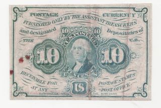 1862 Postage Currency 10 Cent Fractional Currency Bill photo