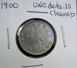 1900 Liberty Nickel In Uncirculated Details But Cleaned photo