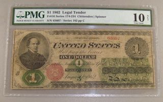 1862 Large Size $1 Legal Tender Note Pmg Very Good 10 Net photo
