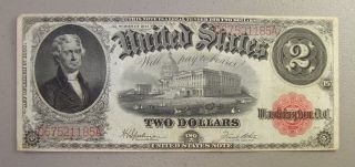 1917 Large Size $2 Legal Tender Note Vf photo