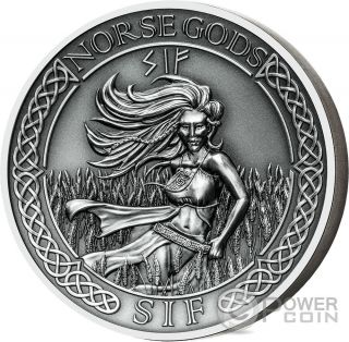 Sif Norse Gods High Relief 2 Oz Silver Coin 10$ Cook Islands 2016 photo