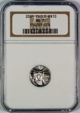 2001 $10 American Platinum Eagle Ngc Ms70 photo