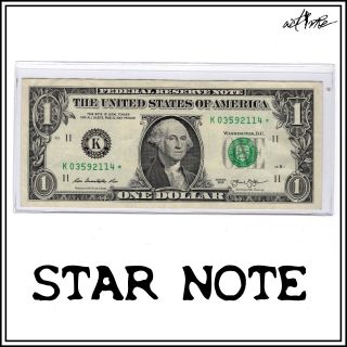 Star Note Serial Number,  $1 One Dollar Fancy Bill Frn Us Currency Banknote Money photo