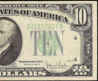 1934 D $10 Dollar Bill Federal Reserve Green Seal Note U.  S.  Currency Fr 2009 - D photo