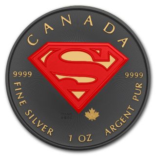 9999 Silver Superman Coin Ruthenium Plated Gold Gilded And Colorized Golden Noir photo