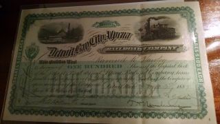 Antique Stock Certificate Signed June 1887 Detroit,  Bay City And Alpina Railroad photo