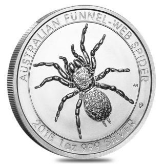 2015 Australian Funnel - Web Spider 1oz Silver Coin, .  999 Silver $1 Face Value photo
