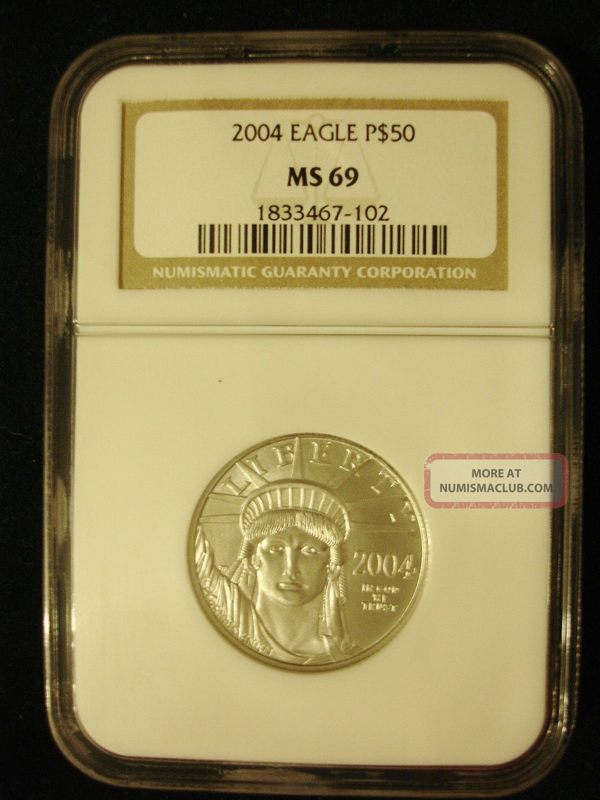 Ms69 2004 Platinum Eagle Ms69 Ngc $50 1/2 Oz
