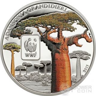 Baobab Wwf World Wildlife Fund Coin 100 Francs Central African Republic 2015 photo
