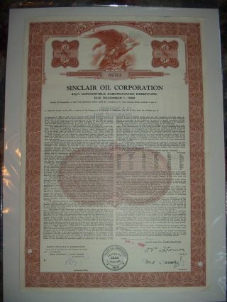 Sinclair Oil Corporation Bond Stock Certificate photo