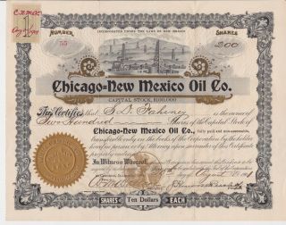 Chicago - Mexico Oil Company Stock Certificate 1901 Mexico photo