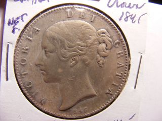 Great Britain Silver 1 Crown,  1845,  Net Fine photo