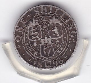 1896 Queen Victoria Sterling Silver Shilling British Coin photo