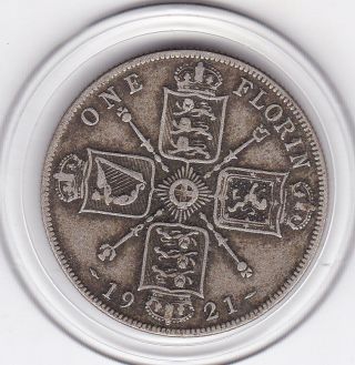 1921 King George V Florin (2/ -) Silver British Coin photo