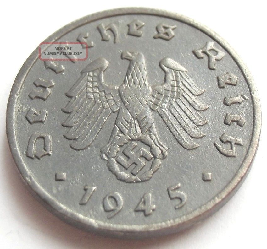 Xxrare German 3rd Reich 1945 A - 1 Reichspfennig Wwii Coin Germany photo