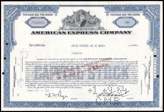 1960 American Express Company 30 Share Common Stock Certificate Blue Wysiwyg Vg, photo