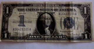 1934 $1 Small Size Silver Certificate With Funny Back= Circulated photo