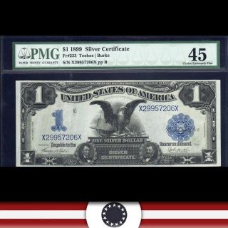 Black Eagle 1899 $1 Silver Certificate,  Pmg 45,  Fr 233 X29957206x photo
