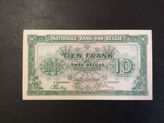 1943 Belgium Paper Money - 10 Francs Banknote photo