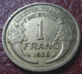 1938 France 1 Franc In Fine - Vf photo