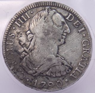 1790 Mexico 8 Reales Carolus Iiii Silver Coin W/ Chop Marks (4163) photo