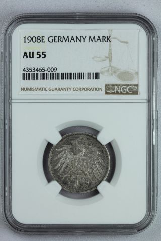 1908e Germany Mark Ngc Graded Au55 Silver Deutsches Reich Coin Rare photo
