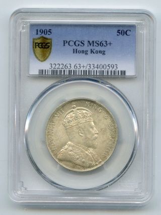 Weeda Hong Kong 1905 Silver 50c,  Pcgs Ms63,  Rare State Coin With Lustre photo